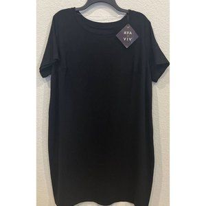 Ava & Viv Black Short Sleeve Knit Dress Size 2X NWT